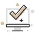 marca de verificación en el icono del ordenador de la pantalla