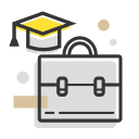 sombrero de graduado y maletín